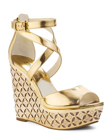michael kors gold wedges